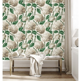 Bobbi Beck eco friendly White hydrangea Wallpaper