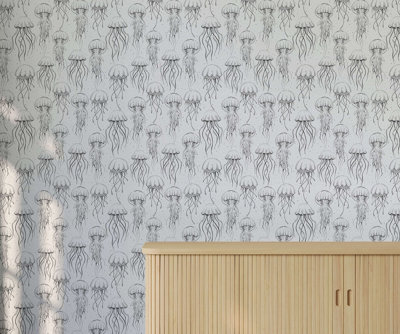 Bobbi Beck eco-friendly white jellyfish wallpaper