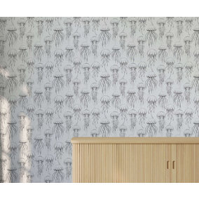 Bobbi Beck eco-friendly white jellyfish wallpaper