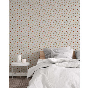 Bobbi Beck eco-friendly white ladybird wallpaper