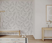 Bobbi Beck eco-friendly White minimal line tropical wallpaper