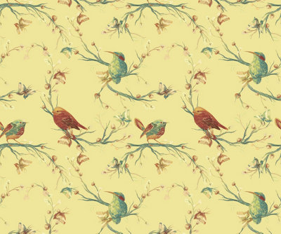 Bobbi Beck eco-friendly Yellow bird and branch floral wallpaper