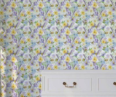 Bobbi Beck eco-friendly yellow butterfly wallpaper