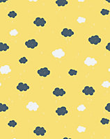 Bobbi Beck eco-friendly Yellow childrens cloud and raindrop wallpaper