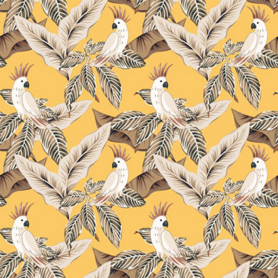 Bobbi Beck eco-friendly yellow cockatoo wallpaper