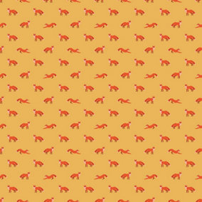 Bobbi Beck eco-friendly yellow cute fox wallpaper
