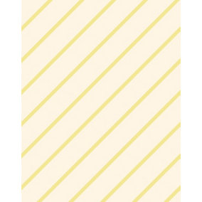 Bobbi Beck eco-friendly Yellow diagonal ice cream pinstripe pastel wallpaper