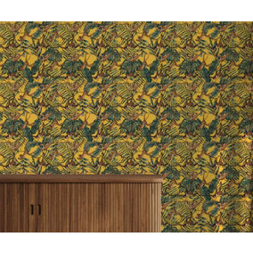 Bobbi Beck eco-friendly yellow monkey and vines wallpaper