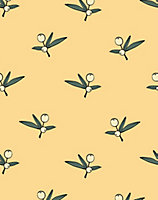 Bobbi Beck eco-friendly Yellow olive pattern wallpaper