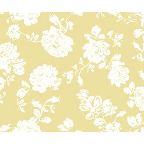 Bobbi Beck eco-friendly Yellow stencil effect floral wallpaper