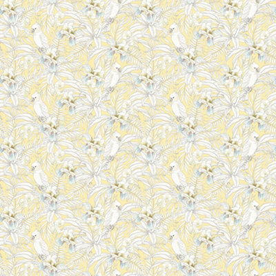 Bobbi Beck eco-friendly yellow tropical bird wallpaper