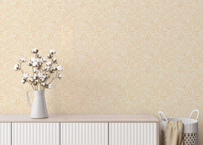 Bobbi Beck eco-friendly Yellow tropical olive leaf wallpaper