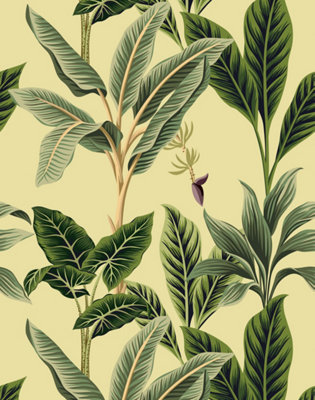 Bobbi Beck eco-friendly Yellow vintage tropical wallpaper