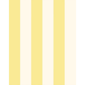Bobbi Beck eco-friendly Yellow wide stripe ice cream pastel wallpaper