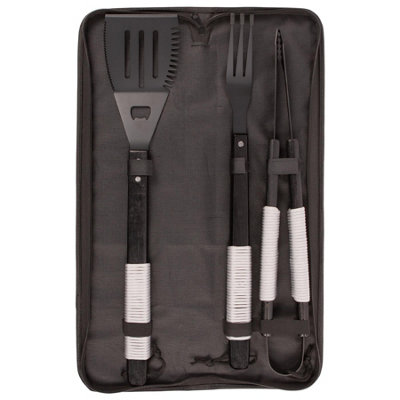 BobbyQ - Wooden BBQ Tool Set - 3pc - Grey Rope