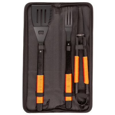 BobbyQ - Wooden BBQ Tool Set - 3pc - Orange Rope