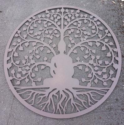 Bodhi Buddha Tree Screen Garden Wall Plaque - 3