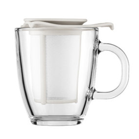 Bodum YoYo Set  Glass Mug with Tea Strainer  Infuser White