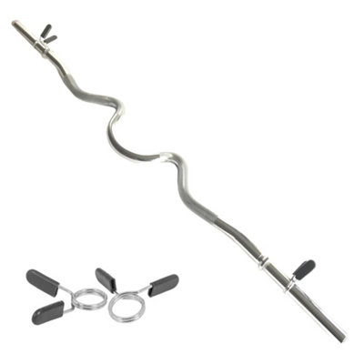 Body Revolution Barre d'haltère olympique – Barre d'haltérophilie Hammer Curl pour disques de poids de 5,1 cm – Haltère pour biceps, triceps et culturisme, y compris colliers à ressort