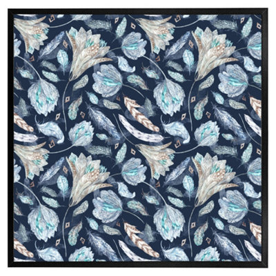 Boho chic indigo pattern (Picutre Frame) / 30x30" / Grey