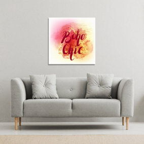 Boho Chic lettering on beautiful watercolor background (Canvas Print) / 114 x 114 x 4cm
