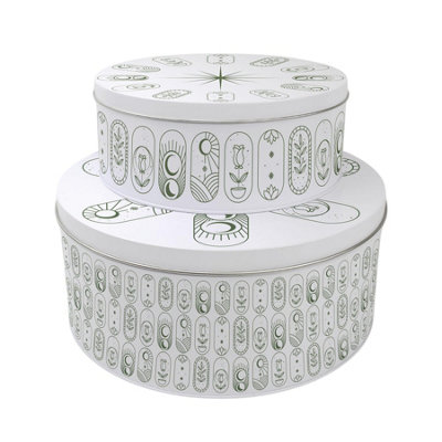 Boho Minimalist Set of 2 Cake Tins Gift - Nesting Round Large & Medium ...