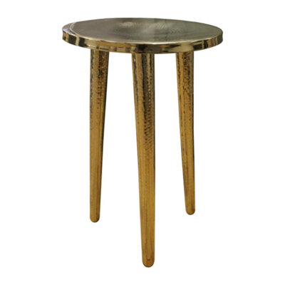 Round Brass Side Table with Glass Top, 510mm x 400mm, Brass, Balterley