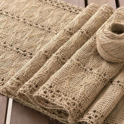 Boho Rustic Burlap Table Runner Farmhouse Vintage Jute Dining Table ...