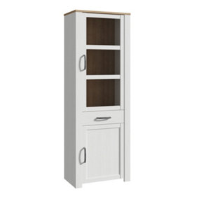 Bohol 2 Door 1 Drawer Narrow Display Cabinet in Riviera Oak/White