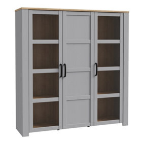 Bohol 3 Door Large Display Cabinet in Riviera Oak/Grey Oak
