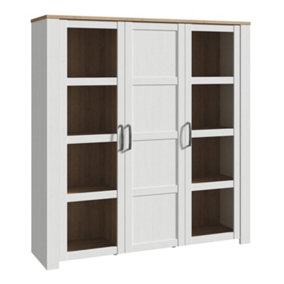 Bohol 3 Door Large Display Cabinet in Riviera Oak/White