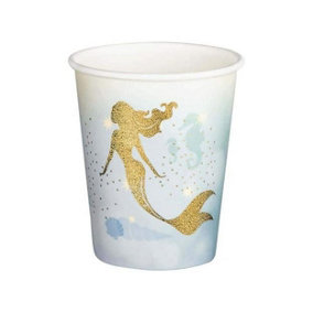 Boland Lagoon Paper Mermaid Party Cup (Pack of 6) White/Blue/Gold (One Size)