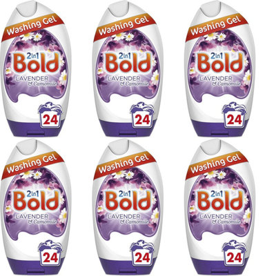 Bold 2in1 Washing Liquid Gel Lavender & Camomile, 24 Washes, 888ml (Pack of 6)