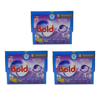 Bold All-in-1 Pods Washing Liquid Laundry Detergent Lavender & Camomile 13 Pods (Pack of 3)