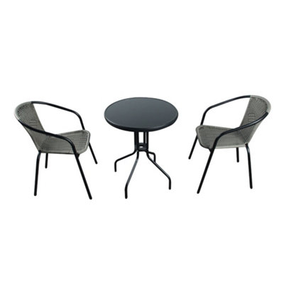 Grey rattan bistro discount set for 2