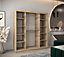 Boliwia Contemporary 2 Mirrored Sliding Door Wardrobe 9 Shelves 2 Rails Sonoma Oak Effect (H)2000mm (W)1800mm (D)620mm