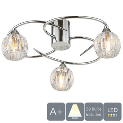 BOLLA 3 Lights Energy Saving LED Ceiling Light, Polished Chrome, Natural  White (4000K), Bulbs Included | DIY at B&Q