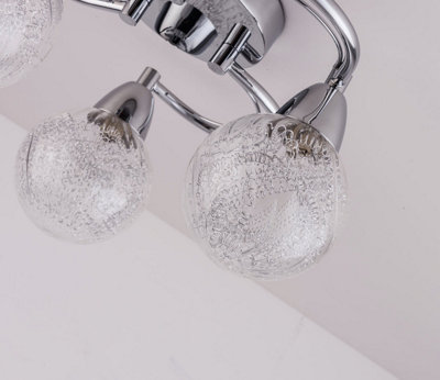 BOLLA 3xG9 Energy Saving LED Semi Flush Ceiling Light, Swirl Arms, Polished Chrome Finish, Natural White (4000K), Bulbs Included