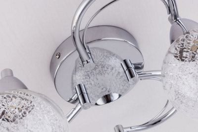 BOLLA 3xG9 Energy Saving LED Semi Flush Ceiling Light, Swirl Arms, Polished Chrome Finish, Natural White (4000K), Bulbs Included