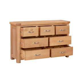 Bologna 3 Over 4 Chest of Drawers - D40 x W125 x H787 cm - Oak
