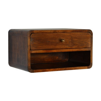 Bologna Chestnut Mango Wood Floating Bedside Table with Drawer