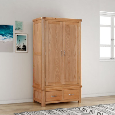 Bologna Double Wardrobe with 2 Drawers - L57 x W102 x H191 cm - Oak