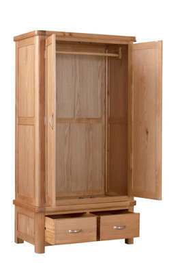 Bologna Double Wardrobe with 2 Drawers - L57 x W102 x H191 cm - Oak