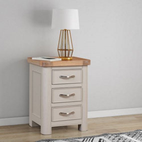 Bologna Painted Bedside with 3 Drawers - L38 x W45 x H60 cm - Oak