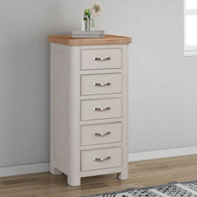 Bologna Painted Tall Chest with 5 Drawers - L40 x W50 x H102 cm - Oak