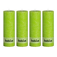 Bolsius 4PC Lime Rustic Pillar Candles 190 x 68mm