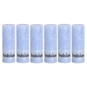 Bolsius 6PC Misty Blue Rustic Pillar Candles 190 x 68mm