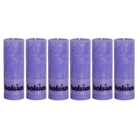 Bolsius 6PC Old Purple Rustic Pillar Candles 190 x 68mm