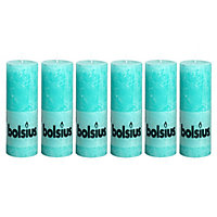 Bolsius 6PC Turquoise Rustic Pillar Candles 190 x 68mm
