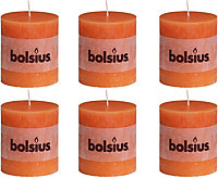 Bolsius 6PC Vivid Orange Rustic Pillar Candle 80 x 68mm